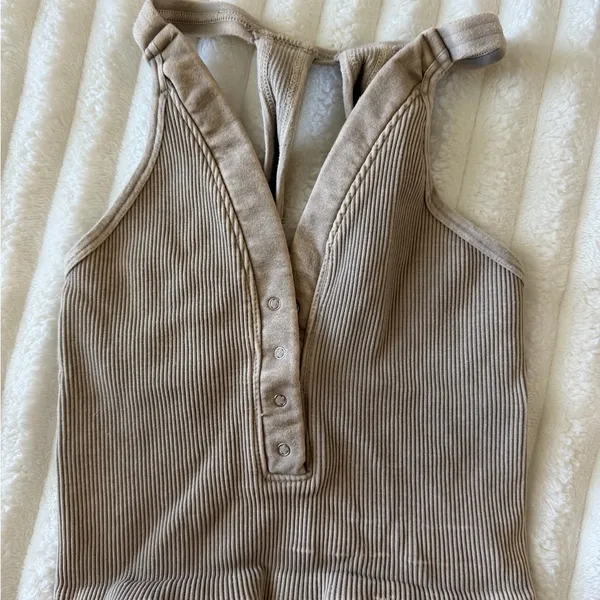 Free People Tan Ribbed Women's Top - Image 2