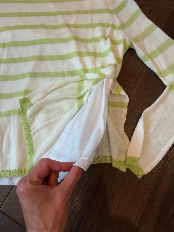 Stile Light Green Stripe Crewneck Sweater - Women’s Size Small - P304 - Image 2