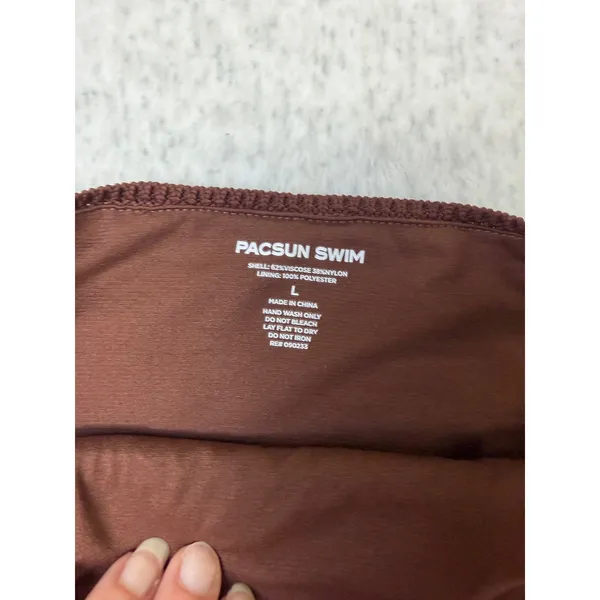 PacSun Swim Brown Crochet‎ Side Tie Bikini Bottom L Large New 090233 - Image 5