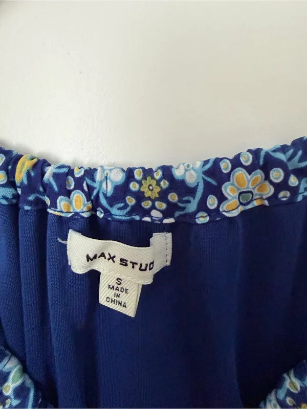 Max Studio Blue Patterned Halter Mini Dress - Image 3