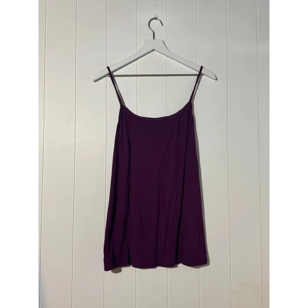 LOFT Cami Small Purple Aubergine Flowy Plunge Neck Tank Womens Large - Image 3