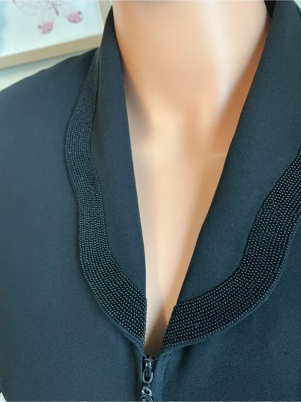 Vintage Albert Nipon Evening Black Beaded Blazer Jacket Sz 4 - Image 5