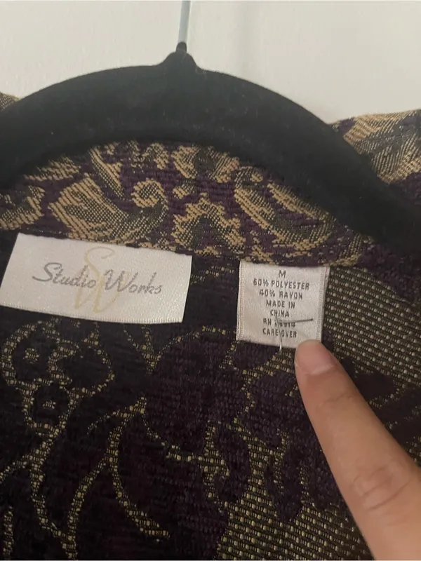 Vintage Studio Works Purple Gold Floral Baroque Blazer Medium Renaissance - Image 2