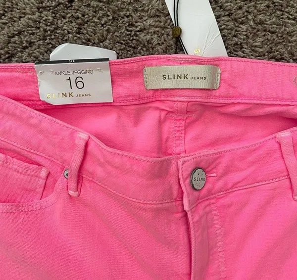 SLINK JEANS Curvy Ankle Jeggings in Hot Pink Size 16 NWT - Image 7