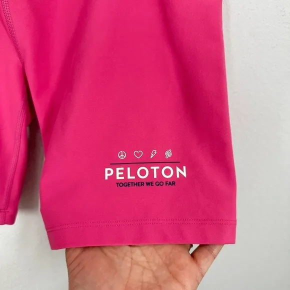 Peloton High Waisted Biker‎ Shorts Pink Size M Workout Athletic Spinning Cycling - Image 3