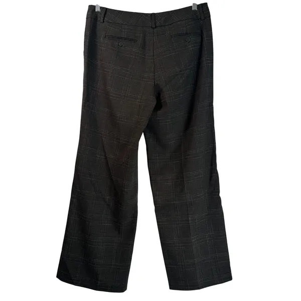 New York & Company Brown Plaid Wide Leg Stretch Trousers Pants 12 Petite - Image 2