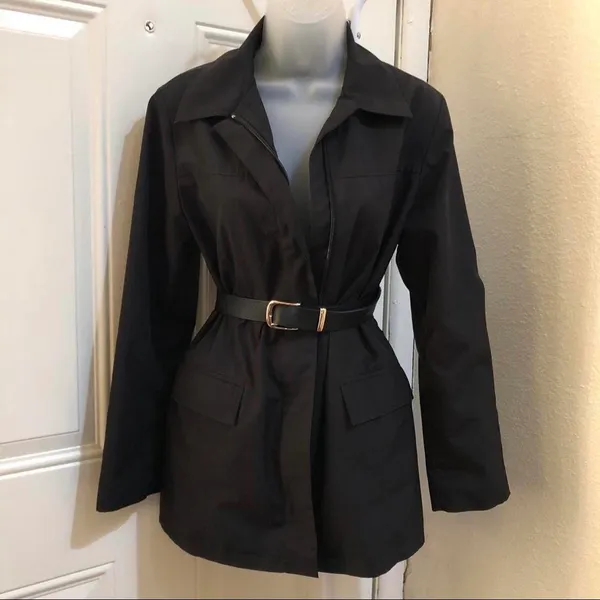 Gorpcore Streetwear Baddie Goth Express Black Jacket Long sleeve Measurement in pics Was styled with a random belt from my closet Belt NOT included! - Image 3