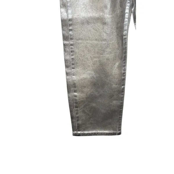 Lucky Brand Women's Jeans 90s Loose High‎ Rise Metallic Crop Shiny Silver 4/27 - Image 3