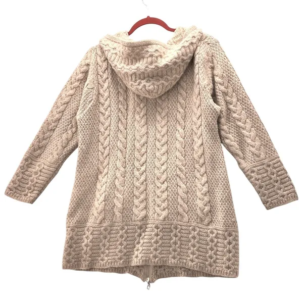 Vintage Aran Crafts Merino Cardigan Cream Large‎ - Image 2