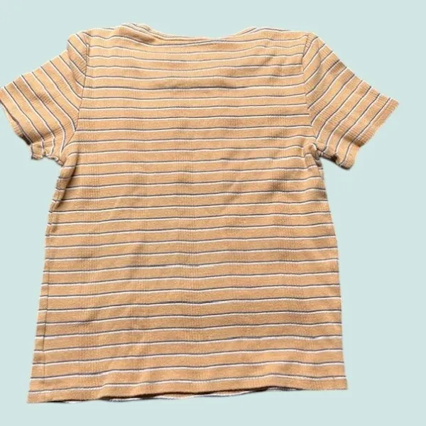 Striped T Shirt Ribbed‎ Short Sleeve Top Casual Everyday Tee - Image 2
