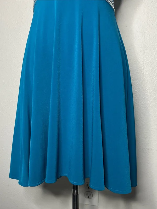 Vintage Blue Beaded Waist Criss Cross Back Mini Cocktail Dress Party Fairycore - Image 9