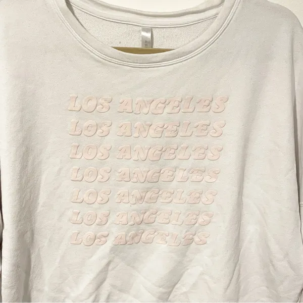 Fabletics XXL White Los‎ Angeles Crewneck Slub Sweatshirt California - Image 2