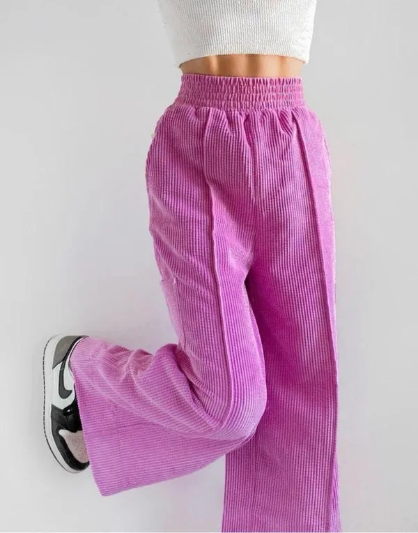 Urban Outfitters Drapey Corduroy Wide Leg Pants in Bubblegum Pink - Image 2
