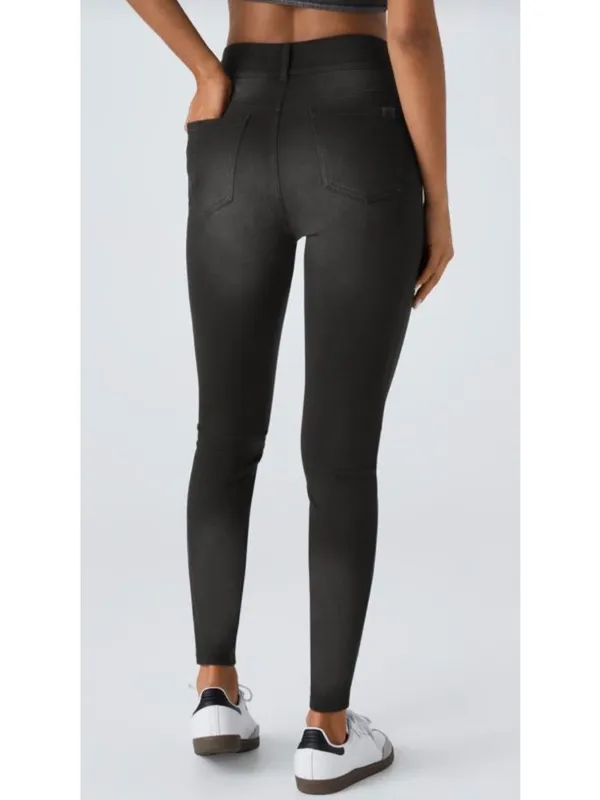 Halara M High-Waisted 3 button Black Skinny Stretch Jeans By Halara M Cotton Ble - Image 2