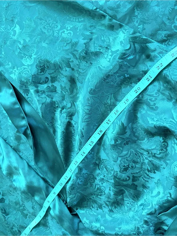 Vintage Victoria's Secret Teal Green Floral Jacquard Satin Robe P/S - Image 7