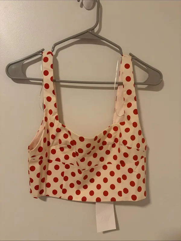 Zara NEW Red Polka Dot Crop Top Size S - Image 2