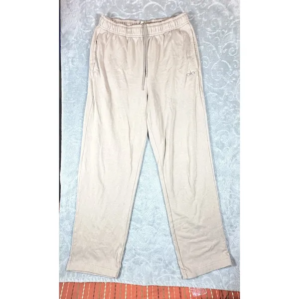 Alo Yoga Accolade Sweatpants Womens Medium Taupe Wide Leg Fleece Lounge Trousers - Image 2