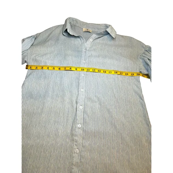 Blue and White Striped Palms Away Shirt Dress - Size M - Image 9