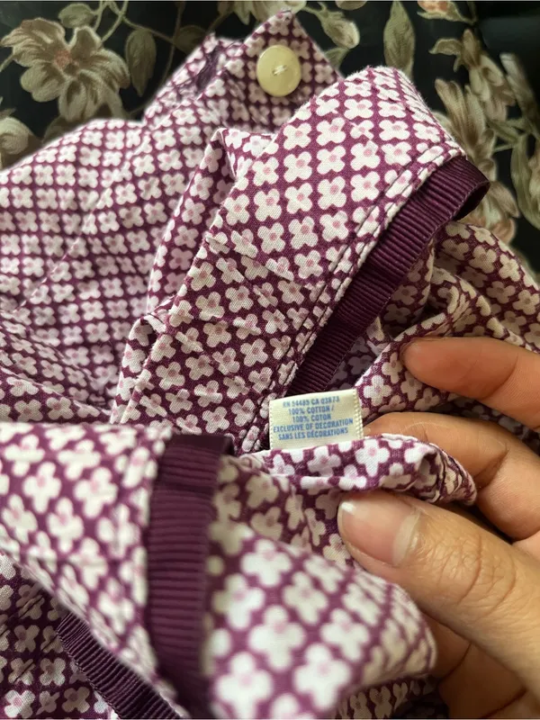 Vintage Aerie Pink Purple Floral 100% Cotton Pajama Pants XL Loungewear Cottage - Image 8