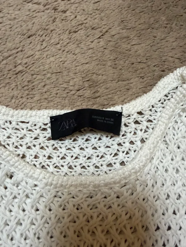Zara White Fringe Knit Tank Top - Image 5