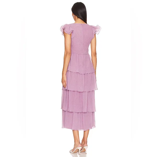 ASTR Emporia Purple Pleated Tiered Midi Dress Size Small NWT - Image 4