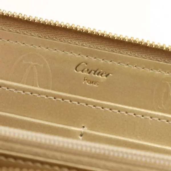 Cartier Happy Birthday Round Zip Long Wallet in gold-colored patent leather - Image 4