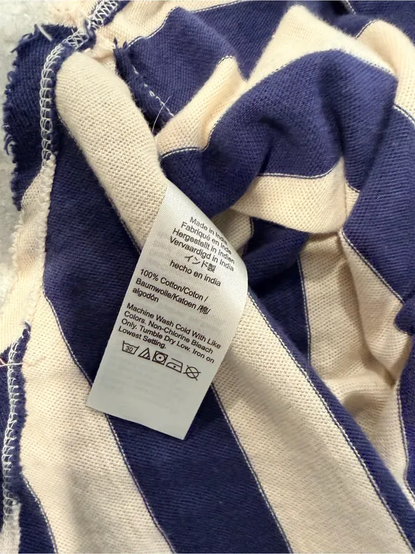 NWOT Free People We The Free Size L Blue Cream Striped Thermal Knit V Neck Top - Image 11
