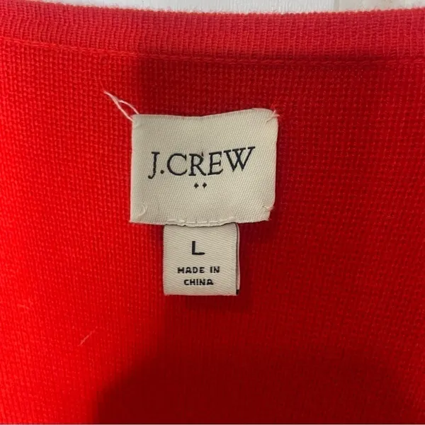 J. Crew Red Open Front Cotton Sweater Blazer Cardigan Pockets Size L 475 - Image 3