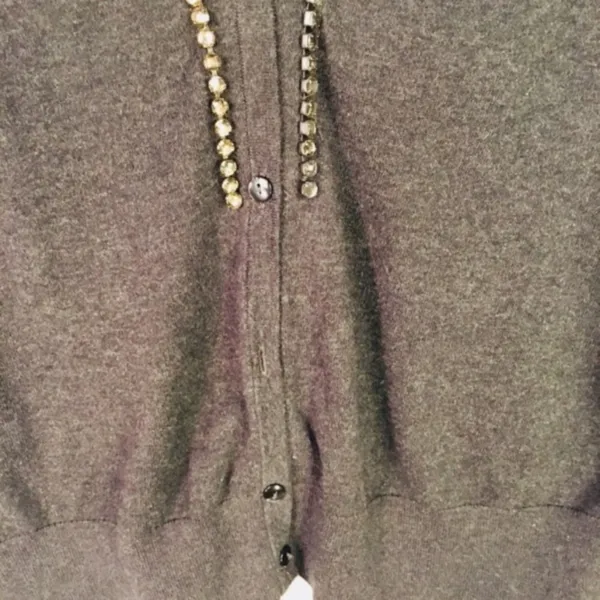 LOFT Gray Cardigan Rhinestone Trim Sz Medium - Image 8