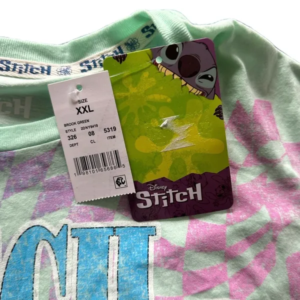 Disney Stitch and Angel Racing Car Mint T-shirt Size XXL - Image 6