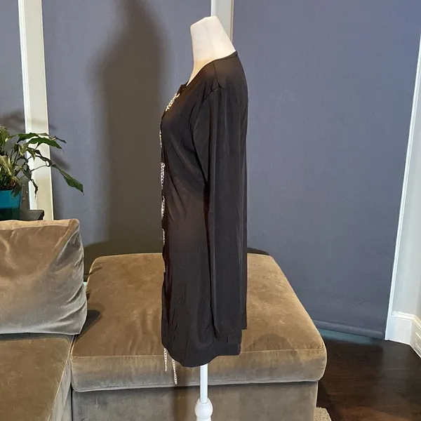 Women’s Black Long Sleeve Sexy Top/Dress with Chain Closure Size XL NEW - Image 3