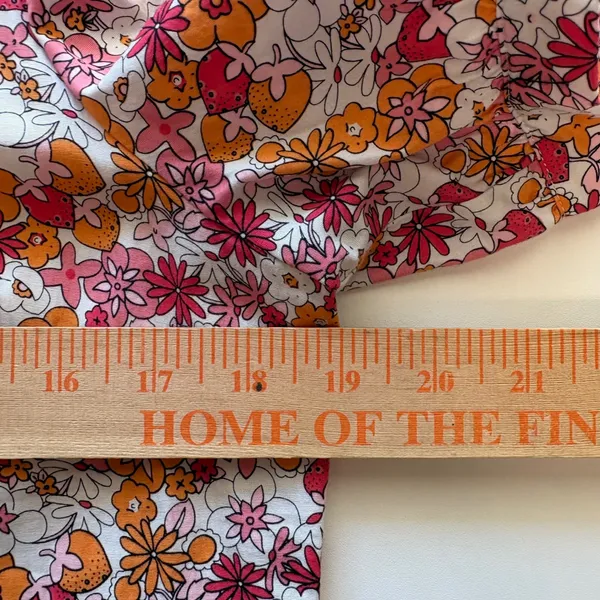 ModCloth Midi Dress Womens S Pink Orange Floral Tiered Cotton Puff Sleeve Pocket - Image 10