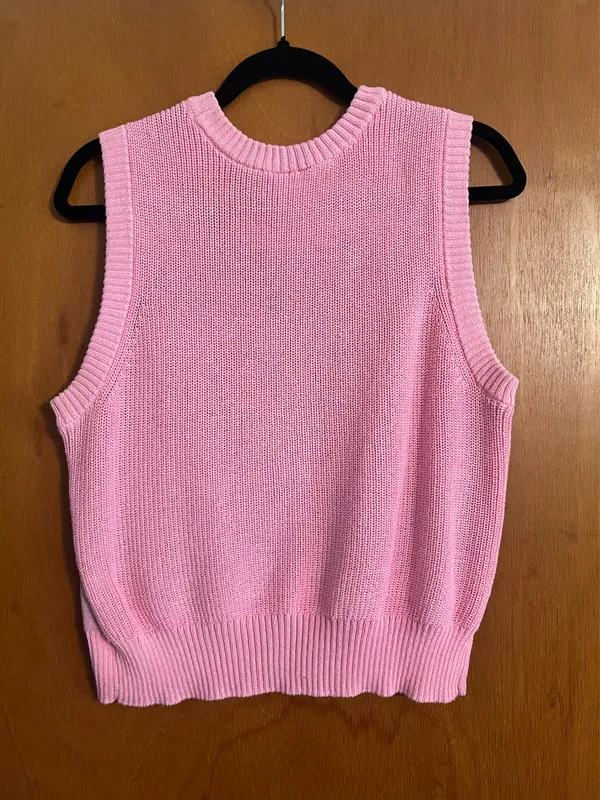 Hello Kitty Knit Sanrio Pink Checkered Sweater Vest - Image 2