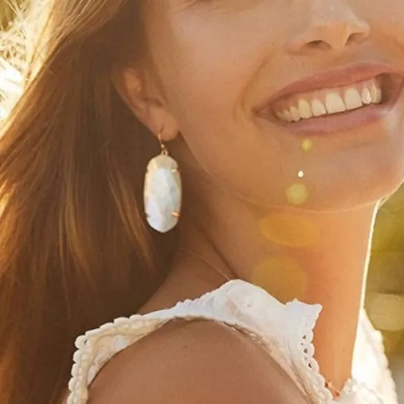Kendra Scott Esme Ivory Mother of Pearl Dangly Earrings Silver Frame NEW - Image 2