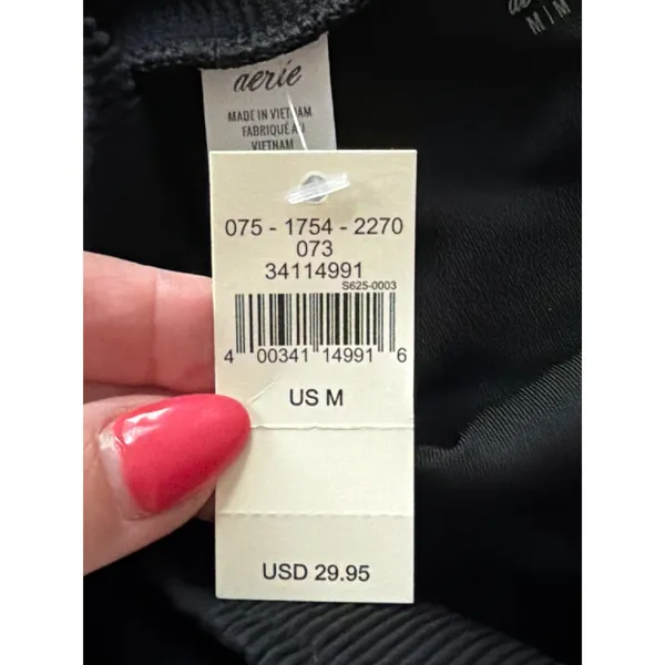 Aerie Black Ribbed High Cut Cheeky Bikini Bottom Medium NWT - Image 6