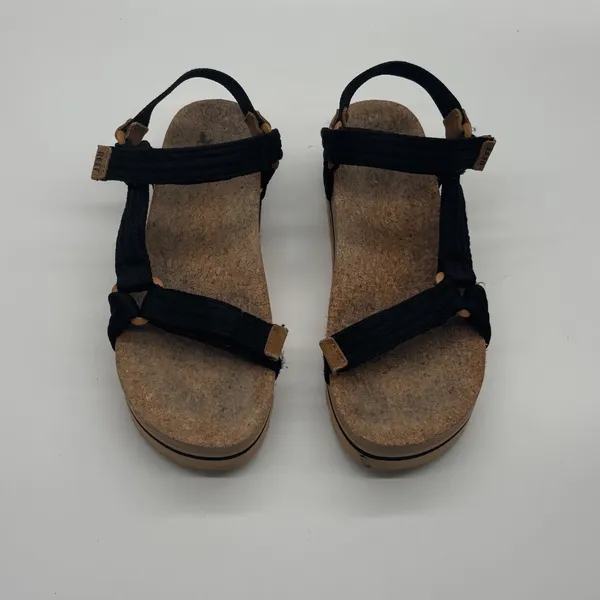 Reef Cushion Rem Hi Black Platform Strappy Cork Sandals Womens 9 - Image 3