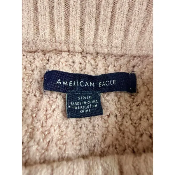 American Eagle Blush Pink Textured Knit Crewneck Sweater – Size Small - Image 3