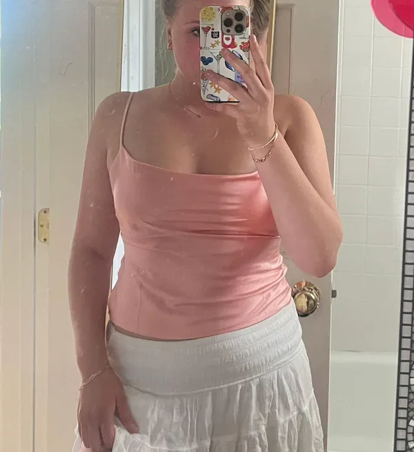 BOUTIQUE Pink Satin Top Size M - Image 4