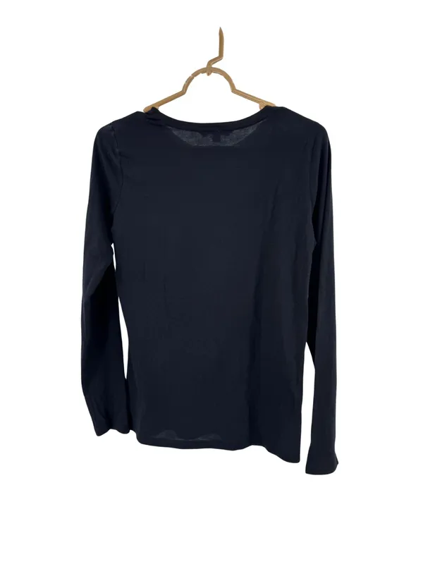 Ralph Lauren Black Long-Sleeve Tee Gold RL Logo S casual layering lightweight - Image 2