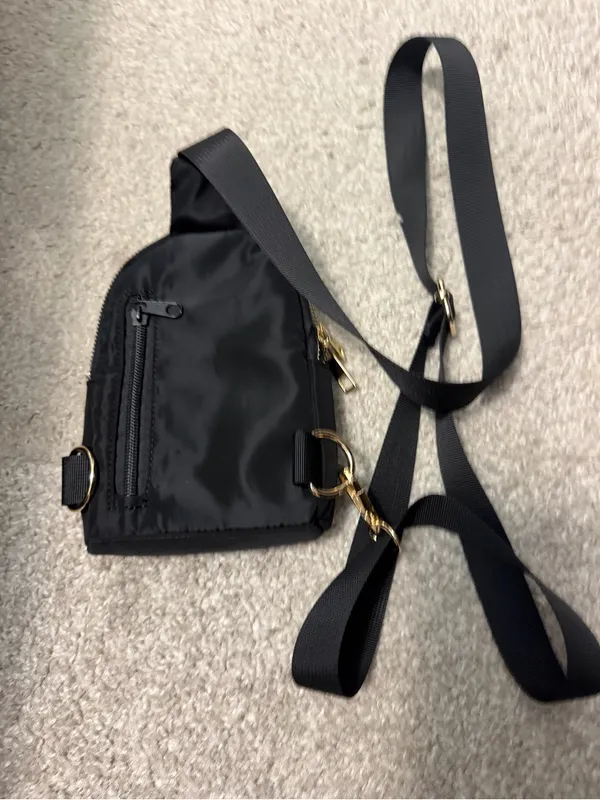 Amazon Black Nylon Mini Sling Backpack NWOT - Image 2