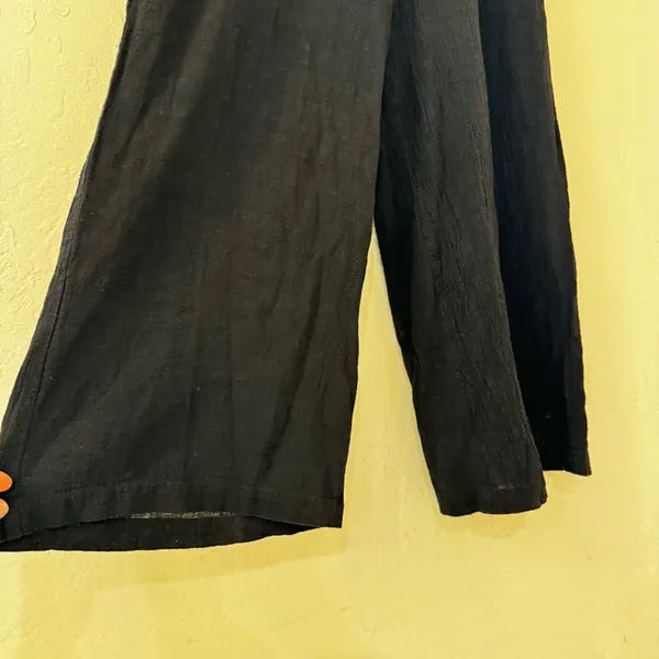 Ally. Fashion Black Cotton Wide Leg Drawstring Pull On Pant AU Size 6 - Image 3