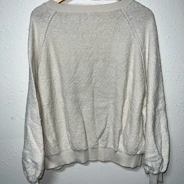 Free People Cream Balloon Sleeve‎ Crew Neck Sweater - Image 2
