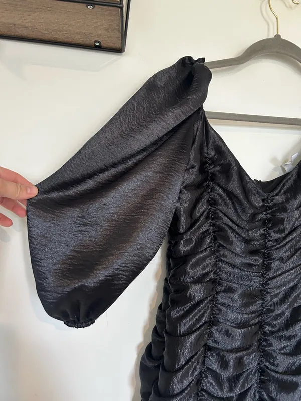 Lucy in the Sky‎ Black Ruched Half Sleeve Bodycon Mini Dress Size Small - Image 2