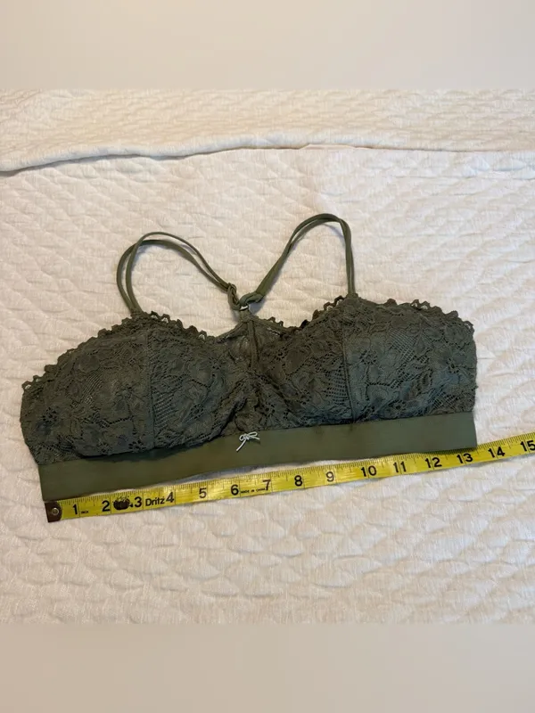 No Boundaries Lace Bralette Size XL Olive Green Ladder Cutout Racerback - Image 7