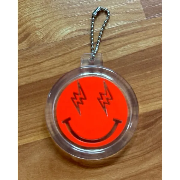 Air Jordan J Balvin Rio Red Smiley Face with lightning bolt eyes Keychain - Image 2