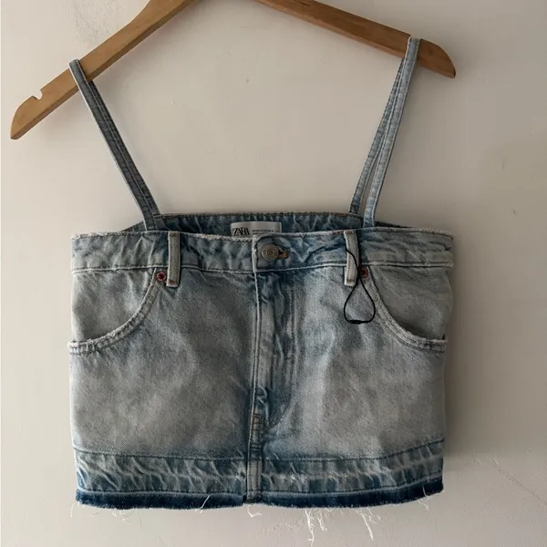 Zara Trf‎ Skirt Style Denim Crop Top - Image 2