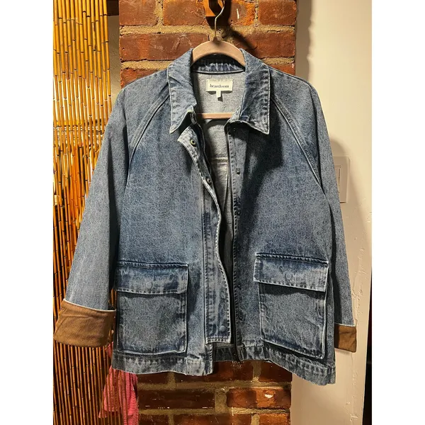 Heartloom Elina Denim Chore Jacket XS Corduroy Cuff Utility Coat - Image 5
