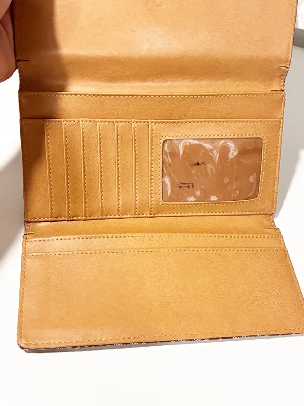Coach Brown Fabric Signature C Long Snap Closure Wallet - Image 2