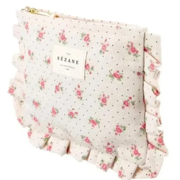 Sézane Floral Cosmetic Pouch with Pink Accents - Image 4
