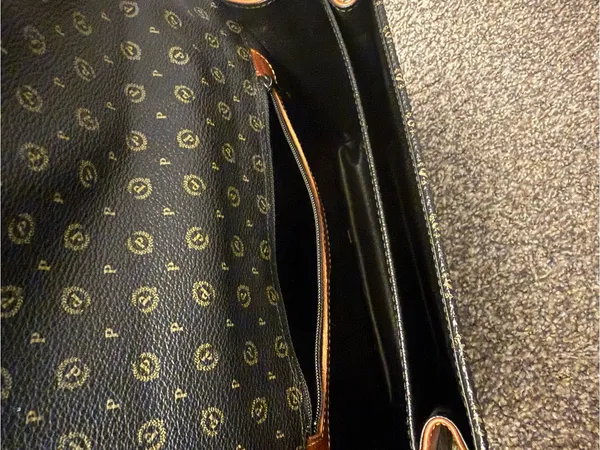 Vintage Pollini Monogram Leather Satchel Bag Italy Dark Academia - Image 4